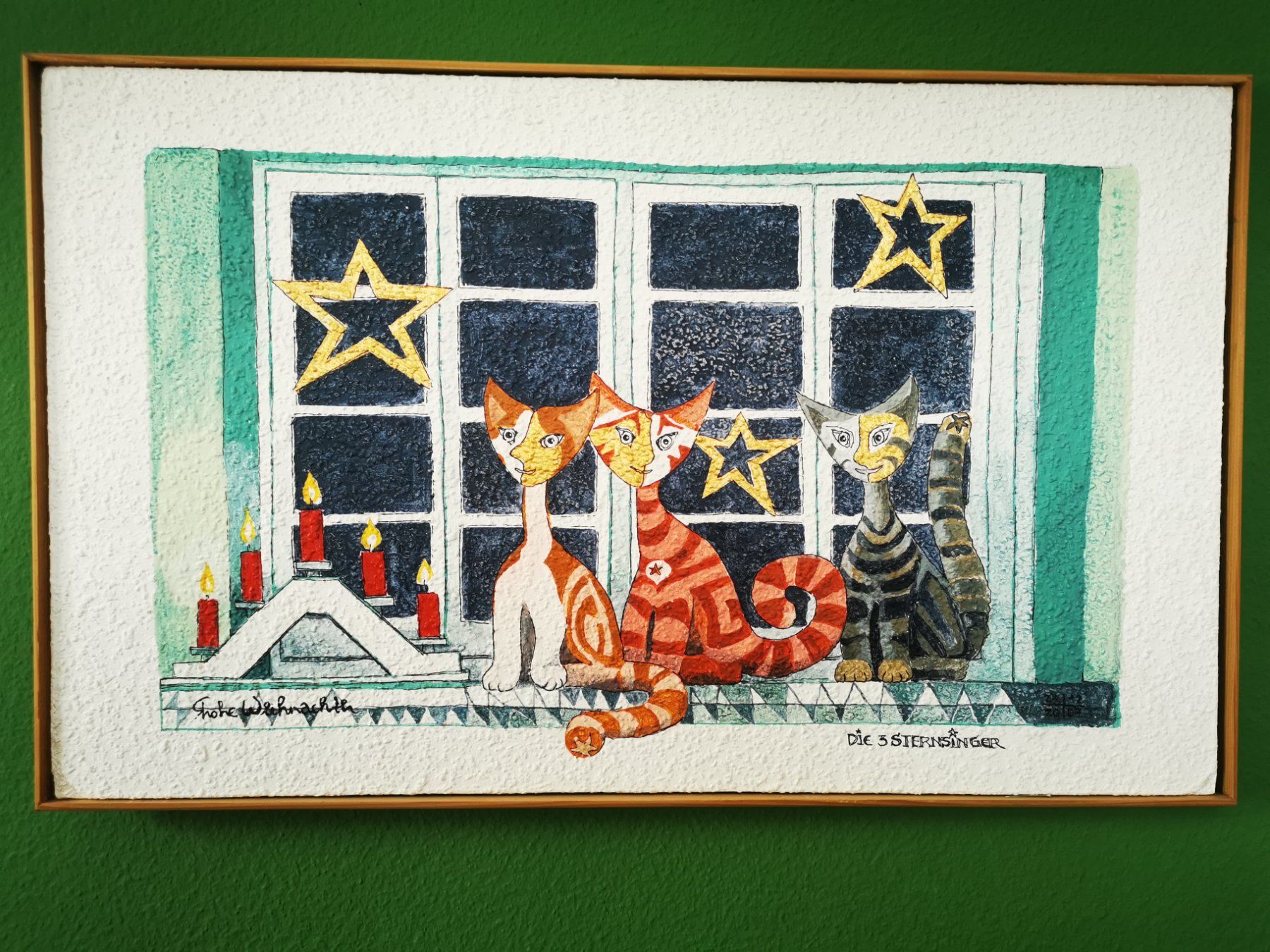 Foto & Immagini: Weihnachtliches Katzenbild "Die 3 Sternsinger" Mischtechnik – Usato da Dübendorf venduto da aschiduebendorf