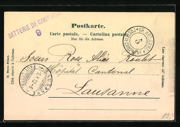 Ansichtskarten: AK Bülach, Krankenasyl, 1912 – Gebraucht aus Berlin von bartko-reher 1