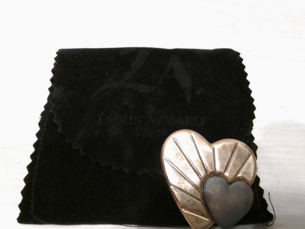 Broche Vintage Auriège Paris – Cœur Nœud En Métal Doré – Occasion