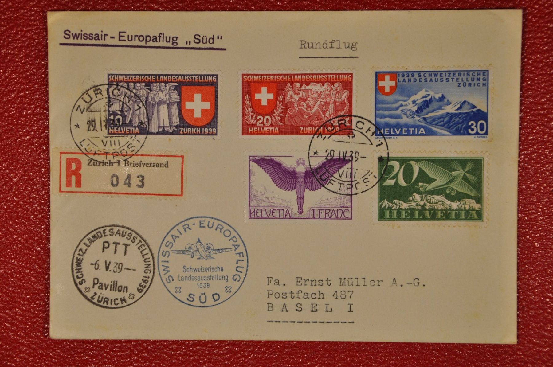 Alle Briefmarken: 1939 Europaflug Süd R-Brief – Gebraucht aus Wolfhalden von Zinauktion