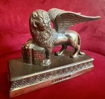 hübsche Bronzefigur Markuslöwe Venedig Italien✨Top