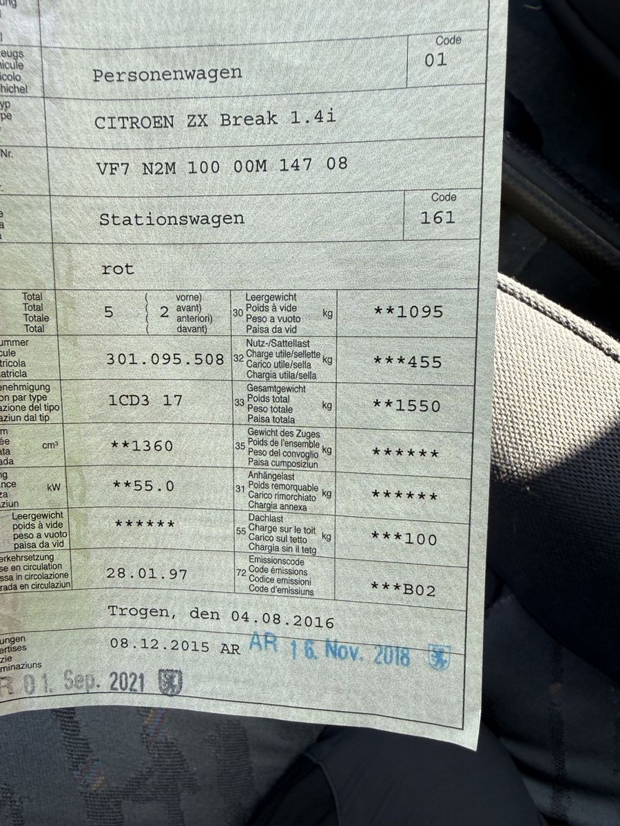 Citroën Automobili: Citroen ZX Break rot  – Difettoso da Marbach SG venduto da Tcelica 5