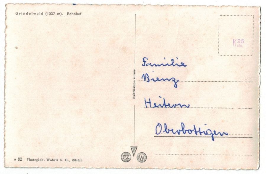 Cartoline postali: Grindelwald, Bahnhof & Hotel Terminus, um 1940-45 – Usato da Frauenfeld venduto da POML 1