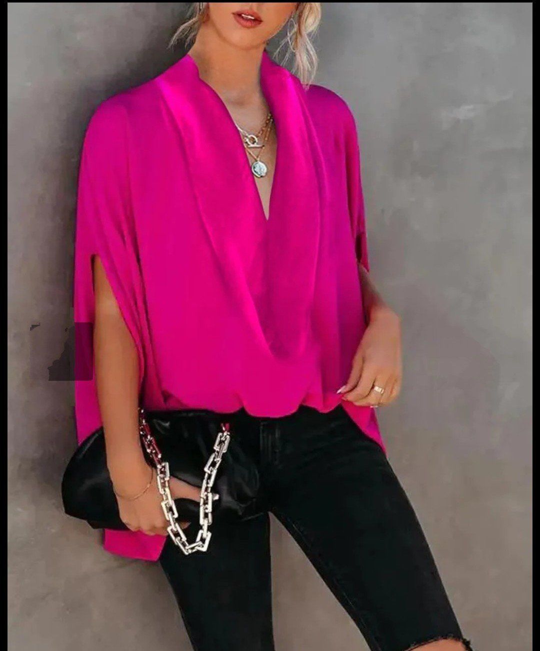 Tops: pinkes  Blusentop mit Wasserfallausschnitt Oversize M, passt – Neu (gemäss Beschreibung) aus Altendorf von Eistoelter