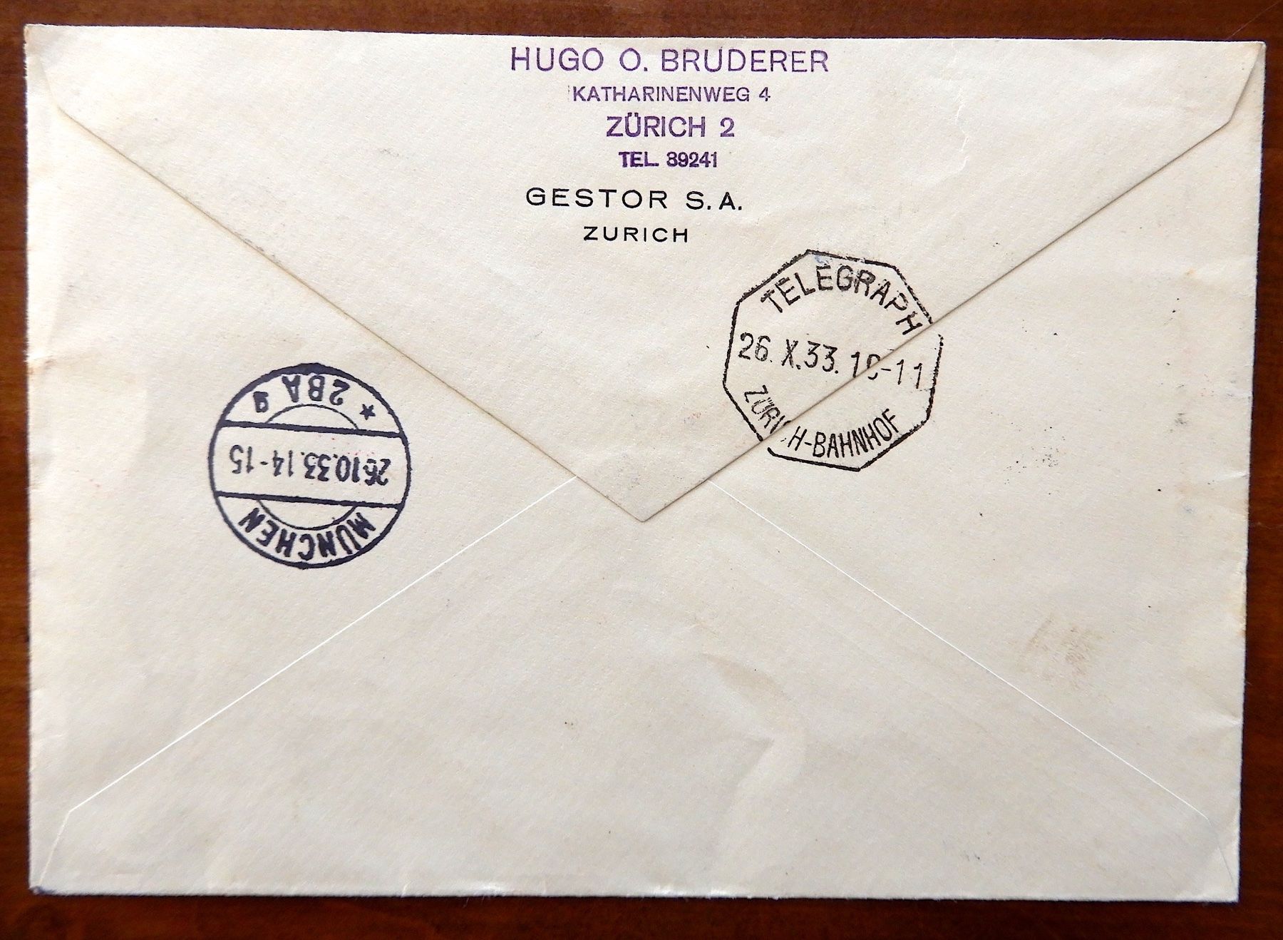 Alle Briefmarken: TELEGRAMM MIT LUFTPOST BEFÖRDERT, 1933 – Gebraucht aus Luzern von Johann7 1