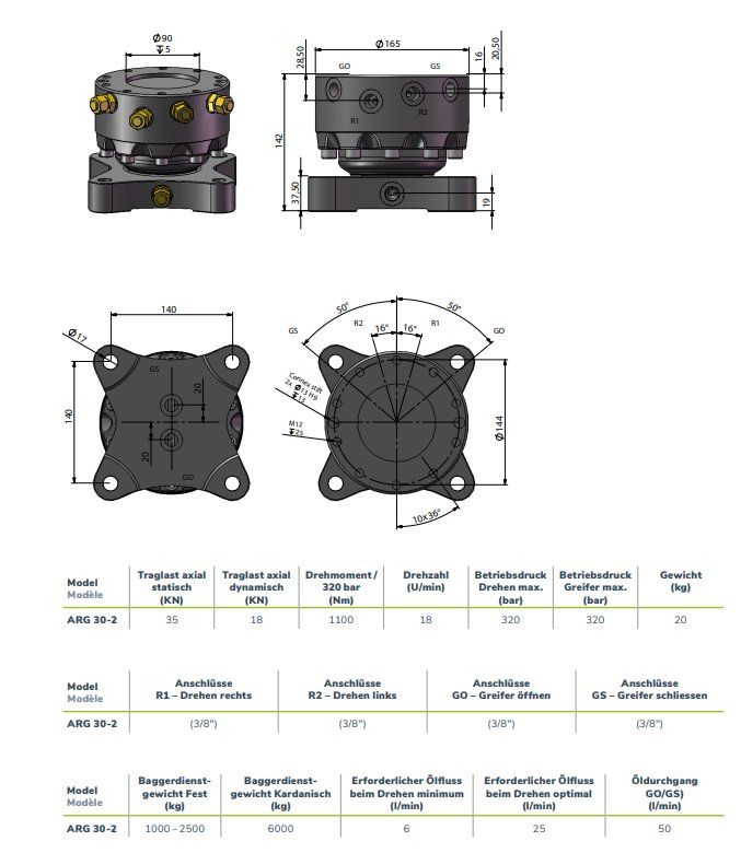 Pinze: Festanbaurotator ARG30-2 Greifer / Bagger – Nuovo (secondo la descrizione) da Hasle LU venduto da LinTech