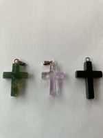 Kreuz Anhänger Set, 3 Stück, Edelstein!