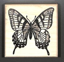 Sommervogel Stempel 🦋 Big Time. Holzmontierter Gummistempel