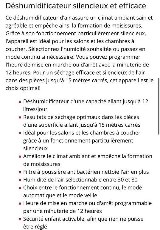 Deumidificatori: Déshumidificateur NEUF – Nuovo e nell'imballaggio originale da Marchissy venduto da trilud 3