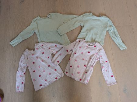 ​4x süsse Langarmshirts Gr. 80 für Zwillinge