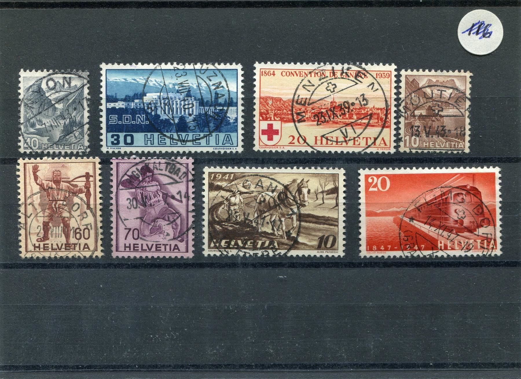 Alle Briefmarken: 38 alte Freimarken mit Voll-O – Gebraucht aus Winterthur von Kyoung 1