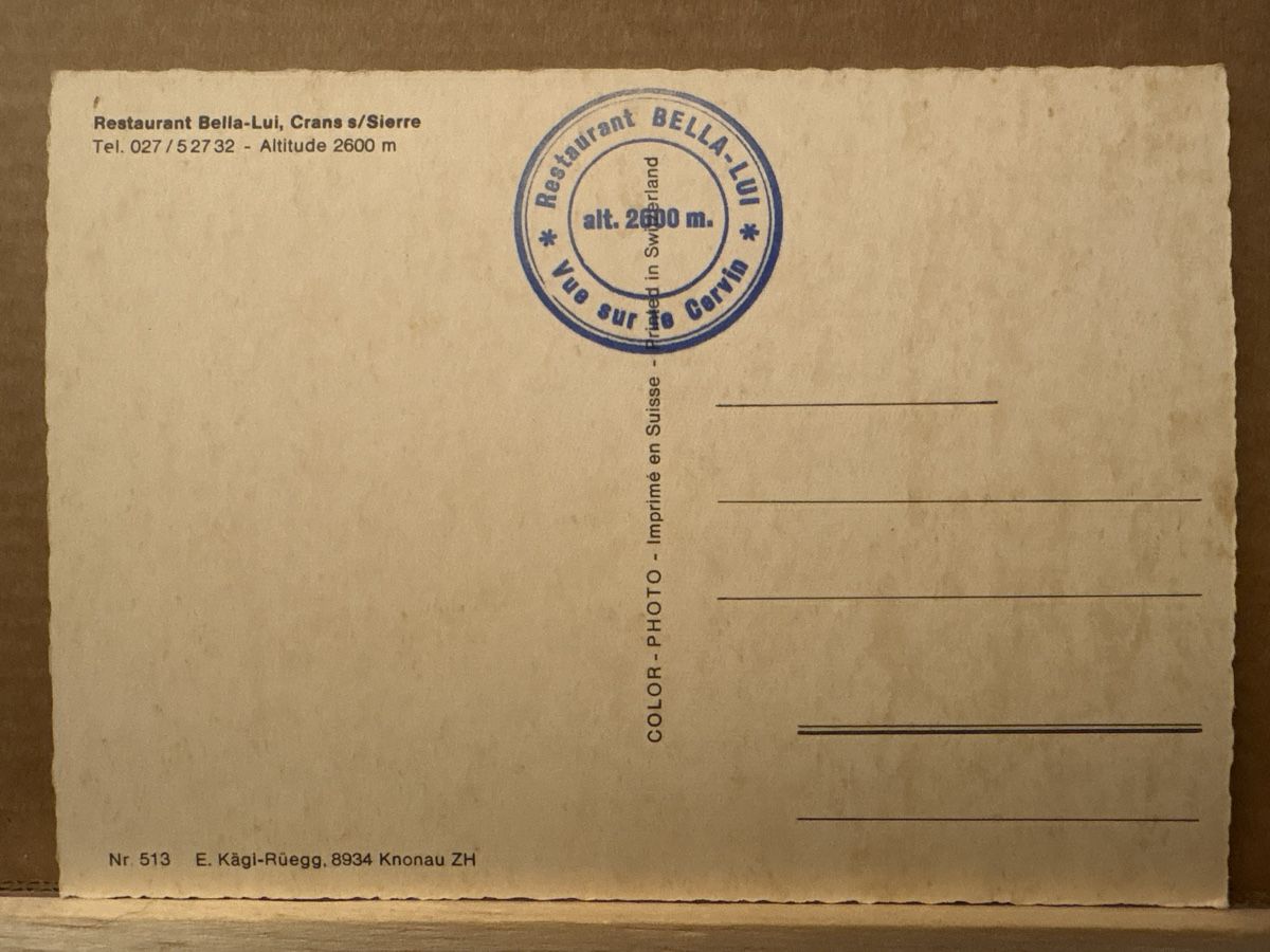 Cartoline postali: AK von Restaurant Bella Lui / Crans s Sierre – Usato da Rümlang venduto da Kartenpost1 1