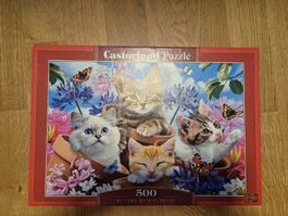 500er Puzzle: Kittens with flowers