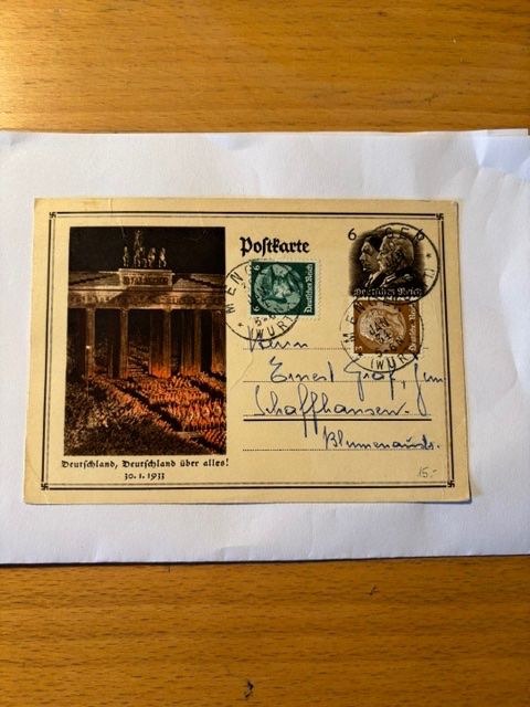 Cartoline postali: Postkarte Deutschland 1934 – Usato da Seon venduto da retep012