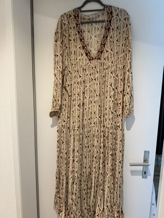 Kleid gemustert beige braun Grösse L wenig getragen