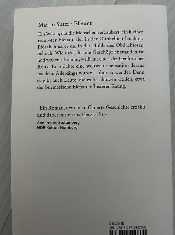 Libri: Elefant- Martin Suter – Usato da Chur venduto da zym_chk6 1