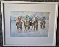 Tolles Aquarell, R. Rottmann, St. Mortiz - Weisser Turf