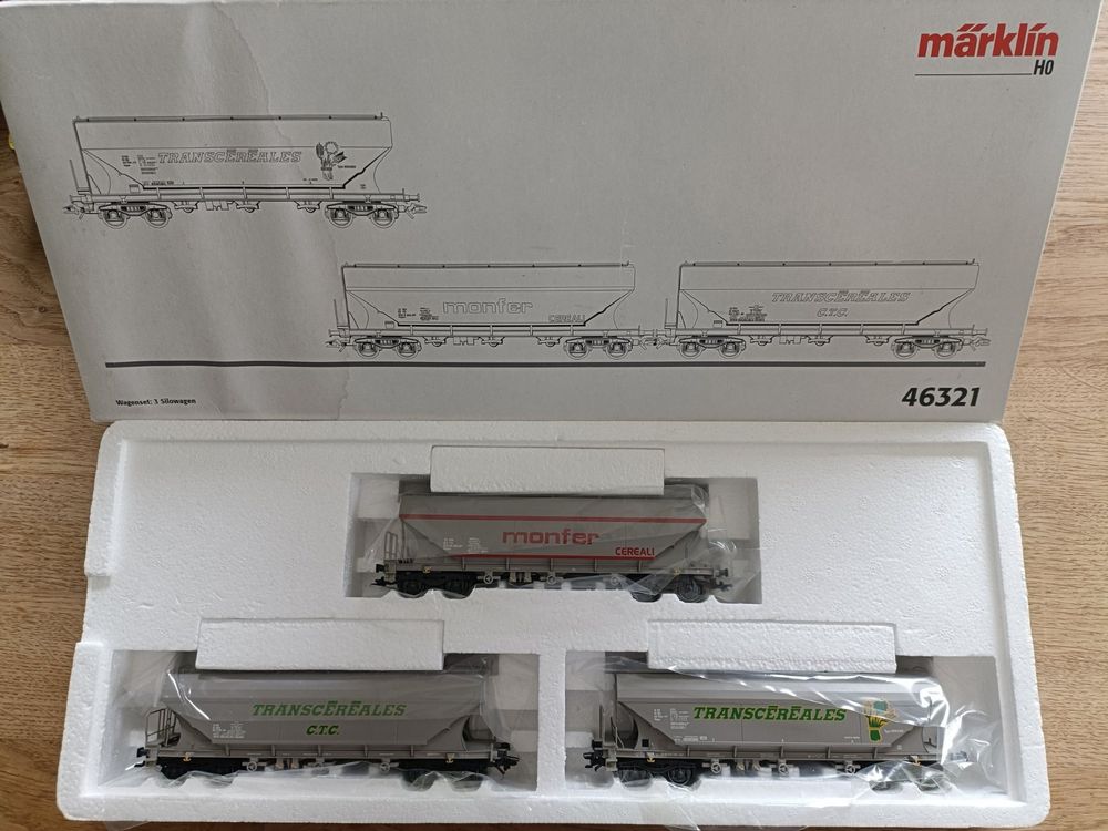 Wagon Marklin 46321 – 3 Silos (silowagen) – échelle H0 – Neuf – Courant Alternatif