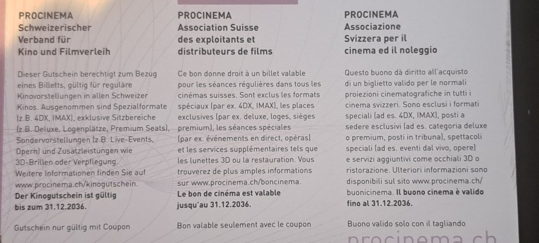 Gutscheine: Pro Cinema Kinogutscheine 2036 – Neu und originalverpackt aus Oberengstringen von gulyas1818 1