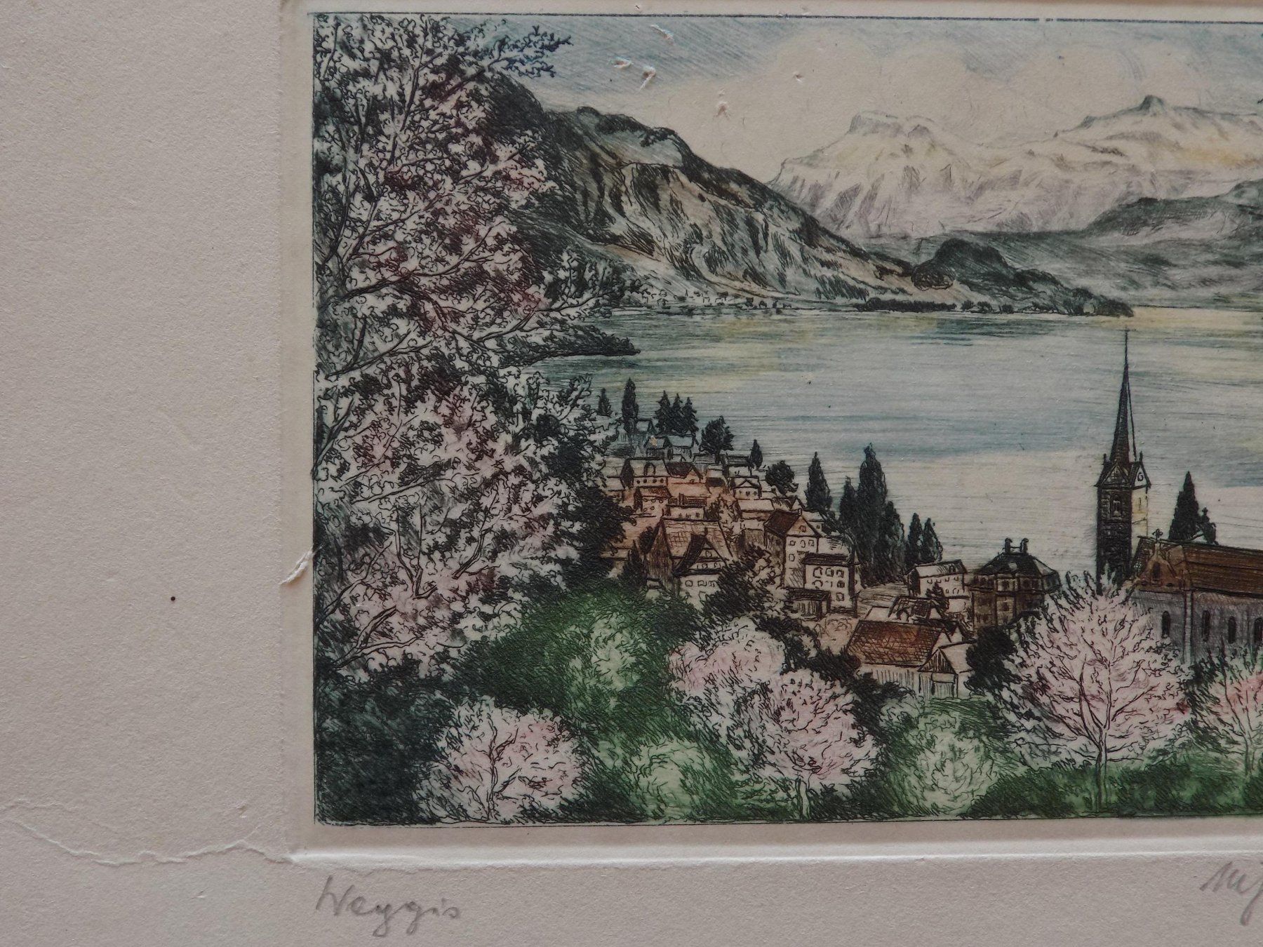 Gravures: Weggis kolorierte Lithographie – D'occasion à Risch par Antikfee 2