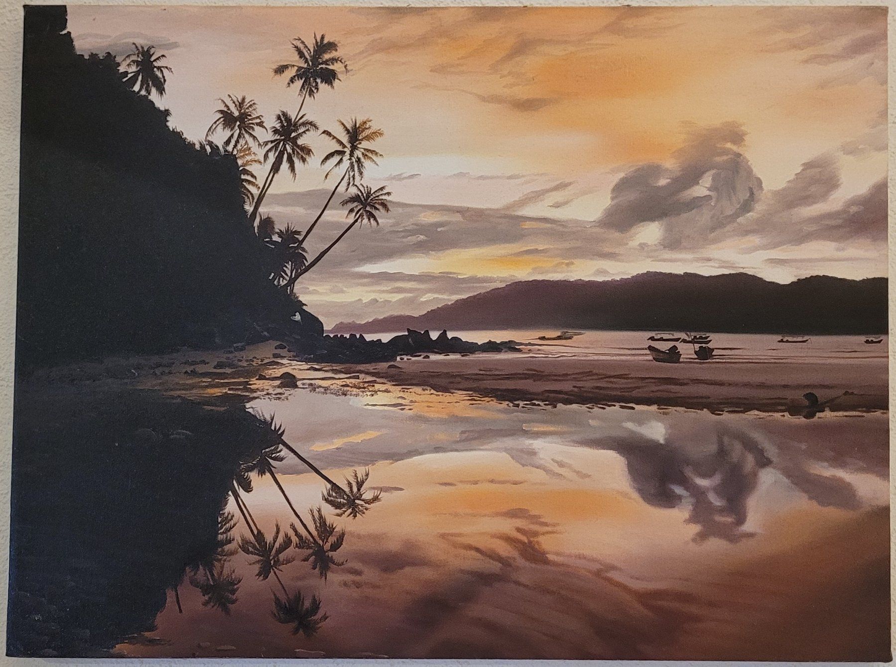 Tableaux: Ölgemälde Strand und Boote – D'occasion à Schwerzenbach par Jdagi