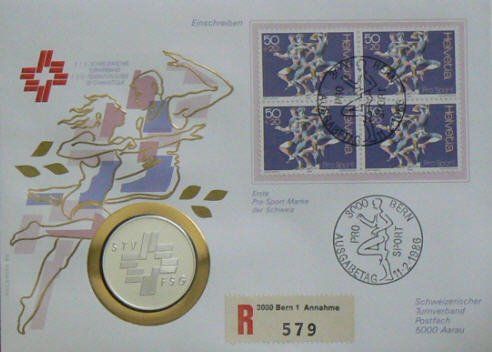 Tutti le monete: Numisbrief Schweizer Turnverband Feinsilbermünze 999.9 – Usato da Dietikon venduto da immortal-stars