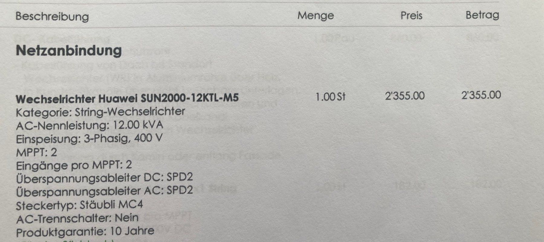 Huawei Inverter: Wechselrichter HUAWEI SUN2000-12KTL-M5 – Usato da Dällikon venduto da MARONU 5