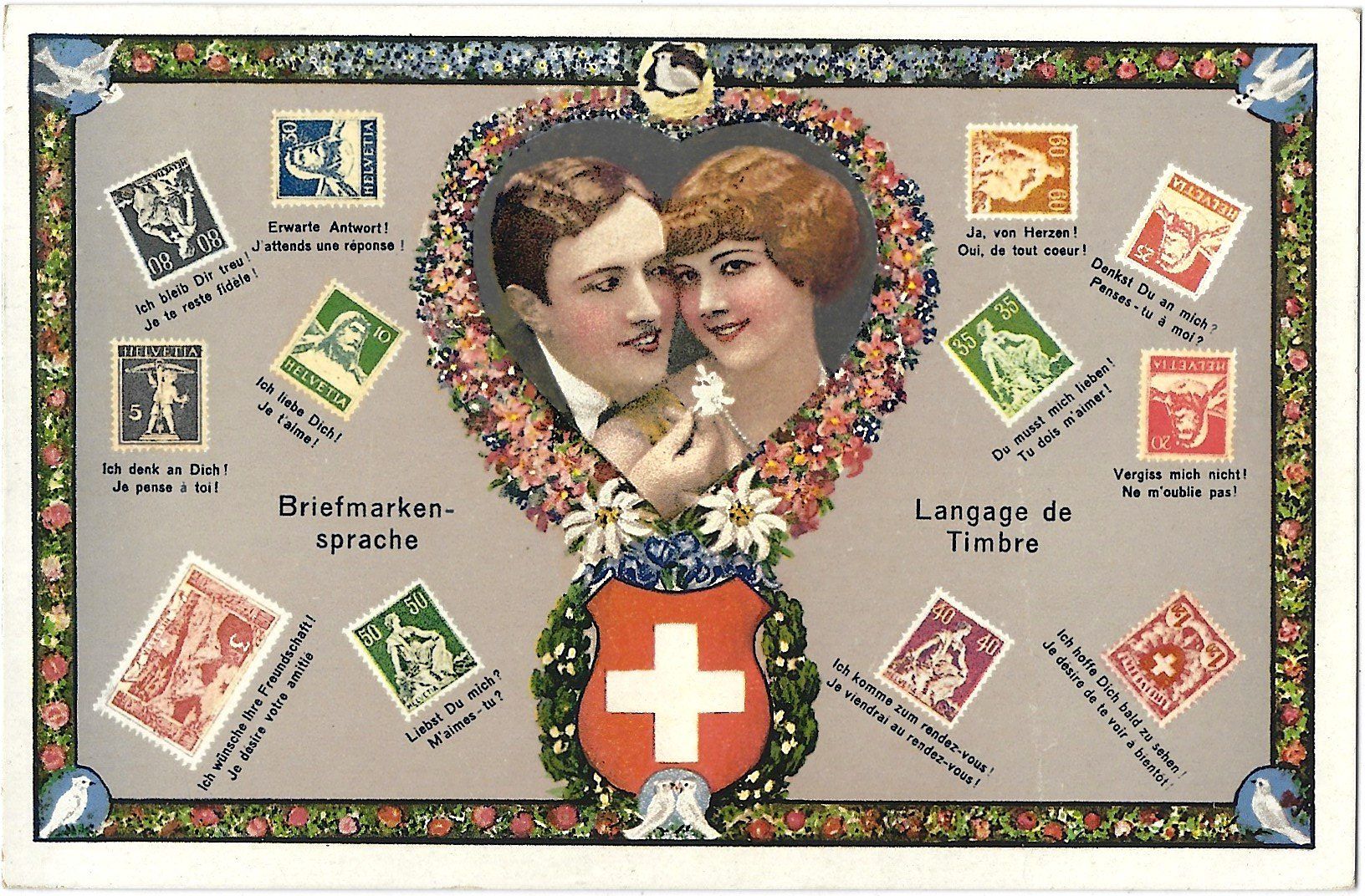 Cartes postales: Briefmarkensprache   -   Langage  de  Timbre – D'occasion à Bütschwil par Jackson1A
