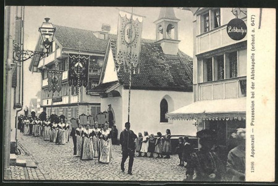 Cartoline postali: Appenzell, Prozession Abtskapelle, gelaufen 1912 – Usato da Frauenfeld venduto da POML