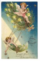 Fröhliche Weihnachten - Engel - Christbaum  Präge-Litho 1905