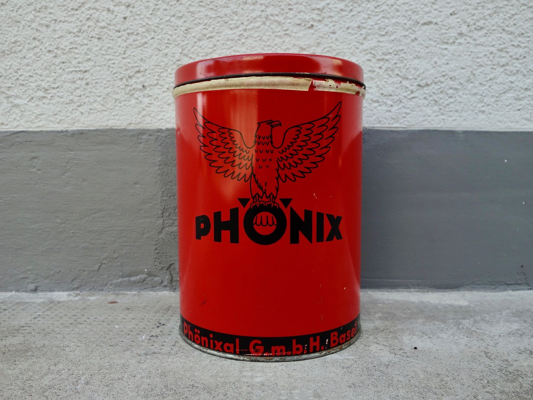Tutte le decorazioni: alte grosse Blechdose Dose PHÖNIX PHÖNIXAL G.M.B.H. BASEL – Usato da Kerzers venduto da bottlesandboxes 3