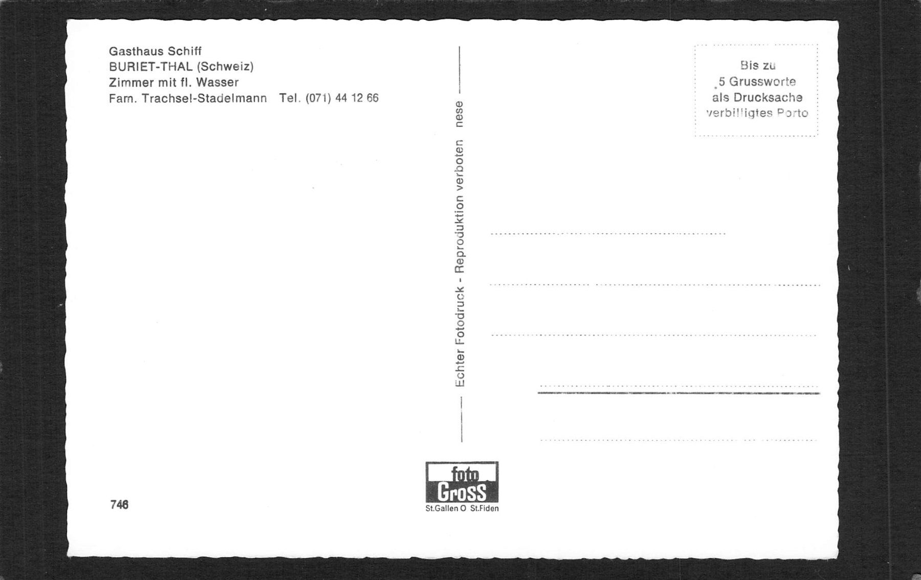 Cartoline postali: -Buriet- Thal SG , Gasthaus Schiff , Oldtimer – Usato da Reichenburg venduto da Pipo-67 1