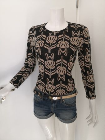 🤩ZARA PULLOVER SCHWARZ-GOLD BLUMEN MUSTER NEU