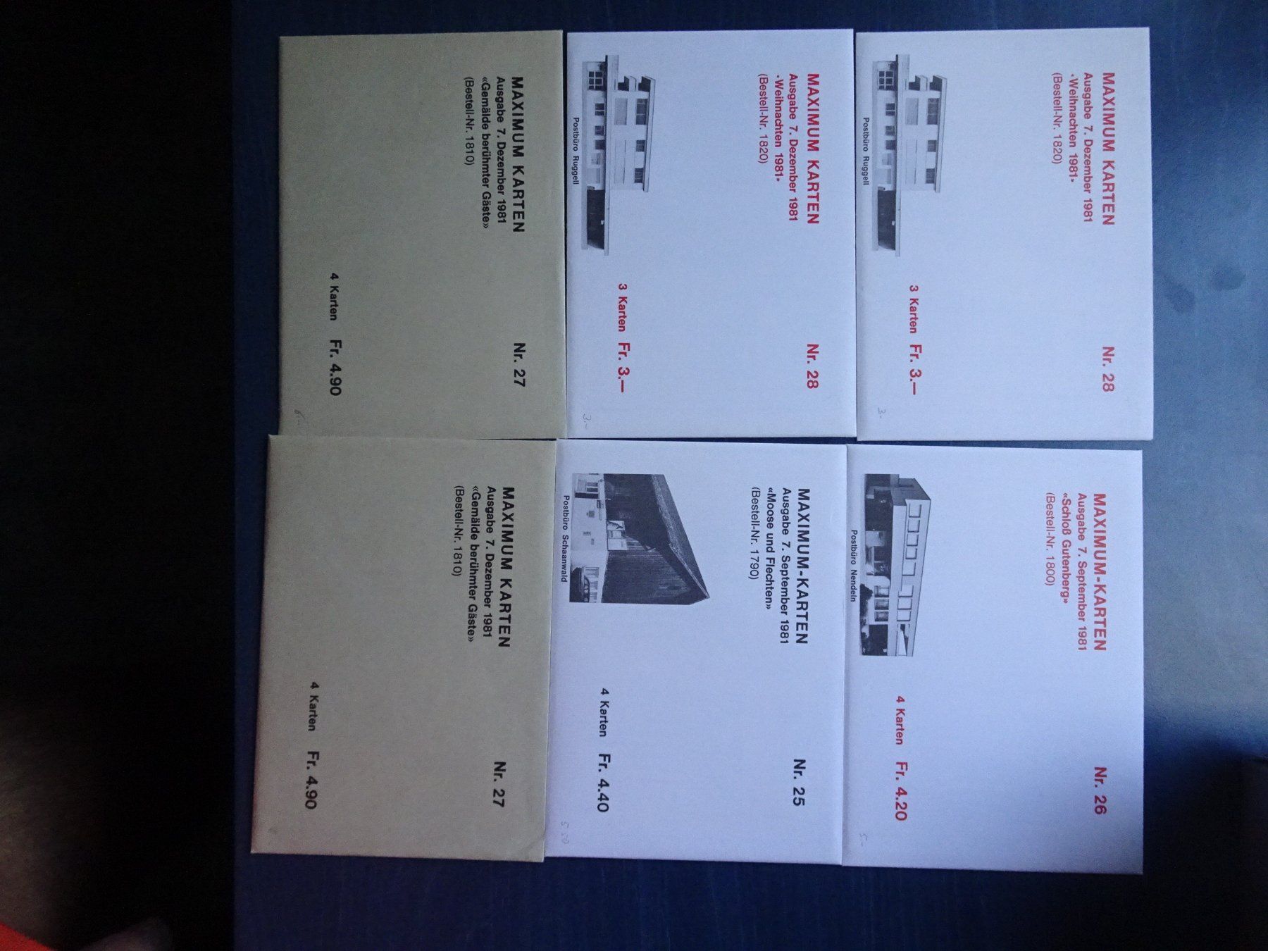 Tous les timbres: Div. Maximumkarten 1981 – Neuf (Voir description) à Aadorf par Chnorli-Furz