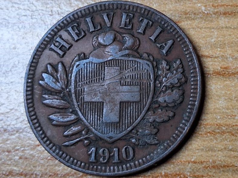 Tutti le monete: 2 Rappen 1910 - Selten! – Usato da Münchenstein venduto da purbach1