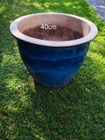 Blumentopf blau Keramik 40cm Durchmesser guter Zustand