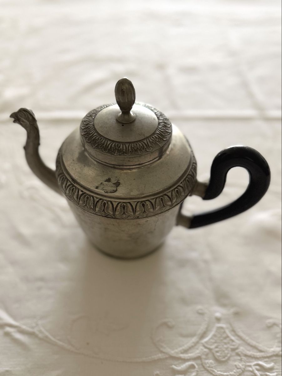 Caraffe: Zinnkännchen mit Deckelkännchen 2-teiliges Set antik – Usato da Münchenstein venduto da sch_r8hg 1