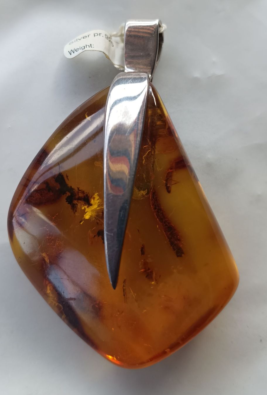 Minerali & Pietre curative: Amber pendant with inclusions sterling silver setting – Nuovo e nell'imballaggio originale da Zürich venduto da cat_9cvz