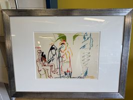 Samuel Buri Zeichnung "Säntiglaus und Co." 30x40cm