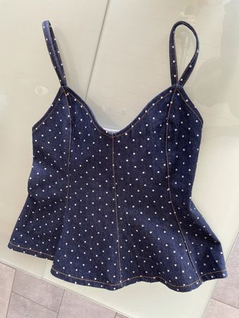 Top Lili&Lala Paris, taille S, en jeans à pois - Neuf!