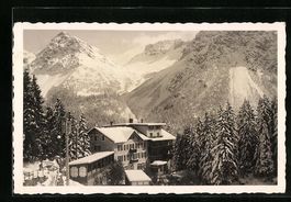 AK Arosa, Hotel Hof mit Schnee bedeckt