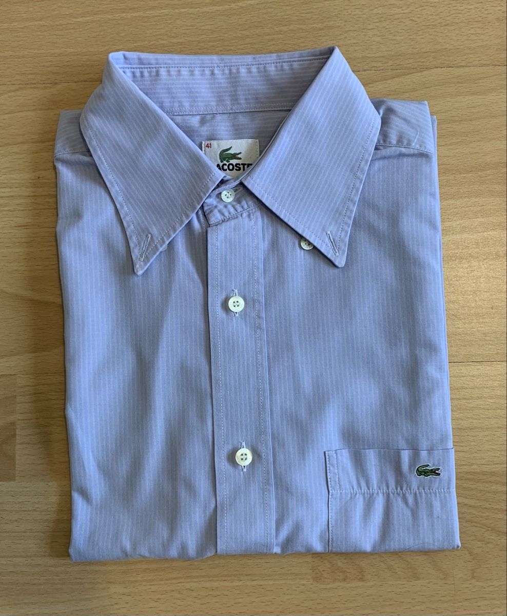 Lacoste Camicie: Chemise Lacoste rayée bleue/violet claire, taille 41 – Usato da Port venduto da granitod