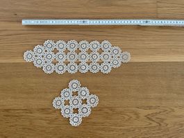 Häckel-Decken Set, Vintage, handmade