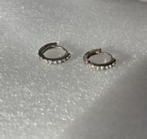OHRRINGE KLEIN SILBER 925 CREOLEN MIT GLITZER