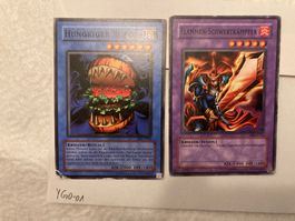 2 Yu-Gi-Oh Karten Hungriger Burger, Flammen-Schwertkämpfer