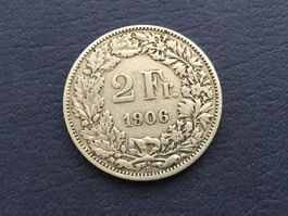 sehr schöne 2 Franken 1906
