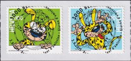 2015, Nr.1567+1568 "Marsupilami" mit Ersttags-Voll-Stempel.
