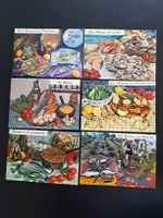 6 verschiedene Postkarten mit Rezepten 70er Frankreich