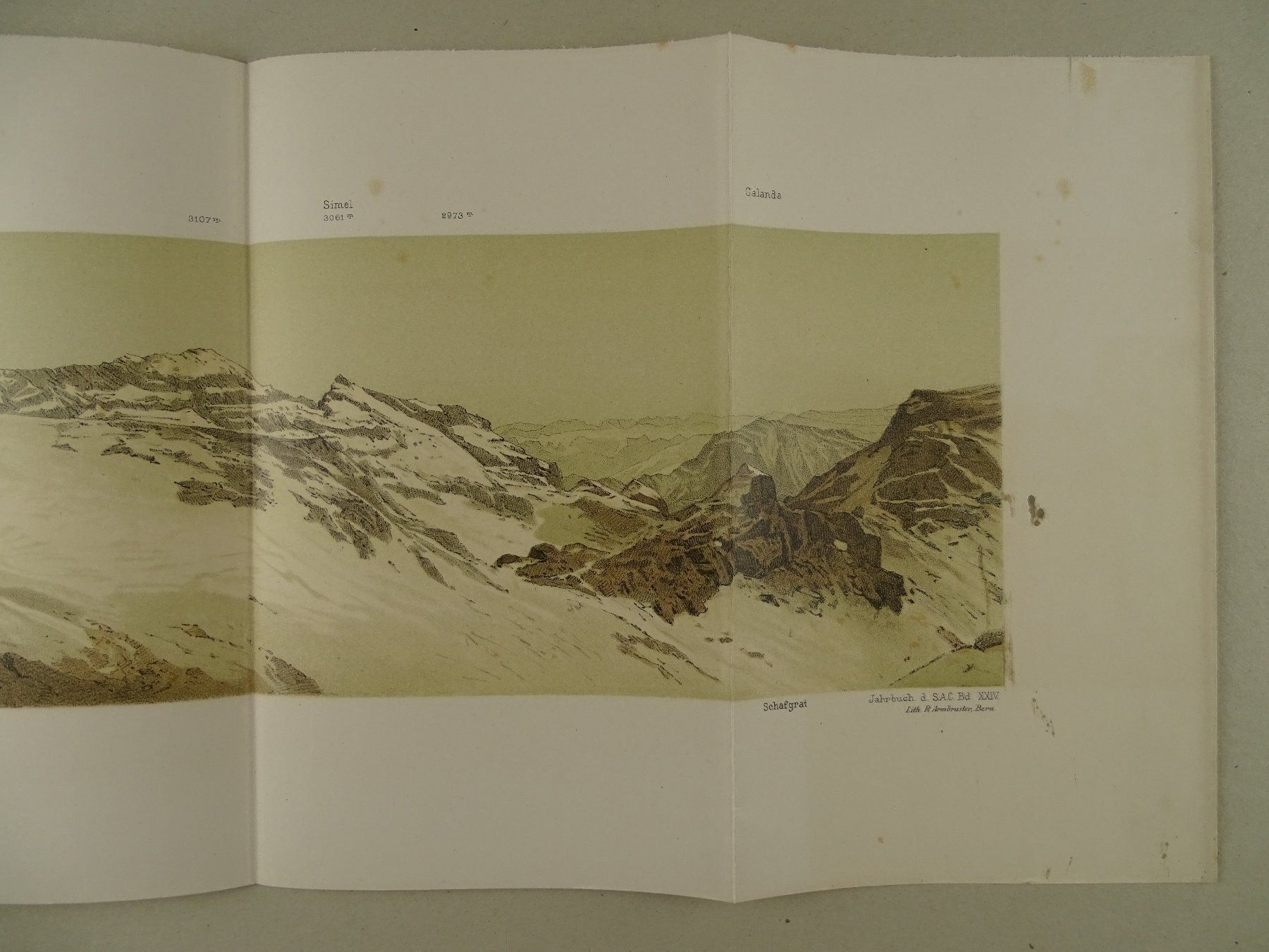 Cartes géographiques & atlas: PANORAMA RINGELSPITZE, 1889 – D'occasion à Grüningen par Kartensammler 2