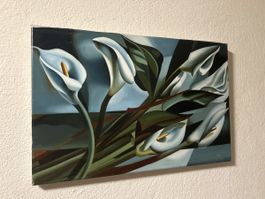 Schönes Gemälde: Calla Lilien auf Leinwand 53x35cm